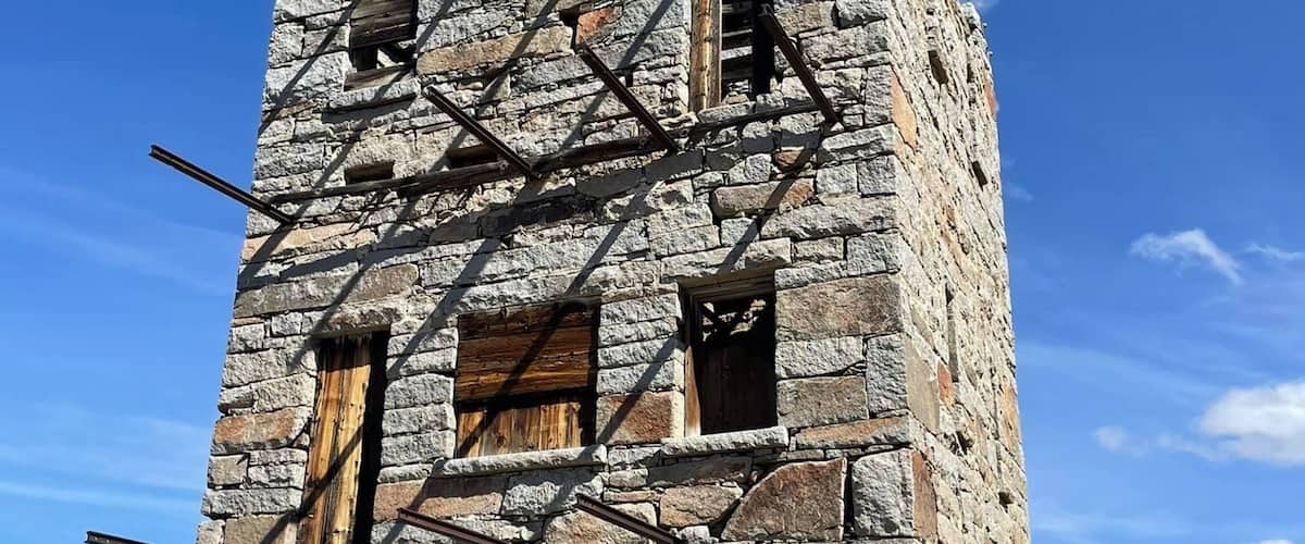 Stokes Castle is a three-story stone tower located near Austin, Built from 1896 to 1897. Austin, Nevada, United States.