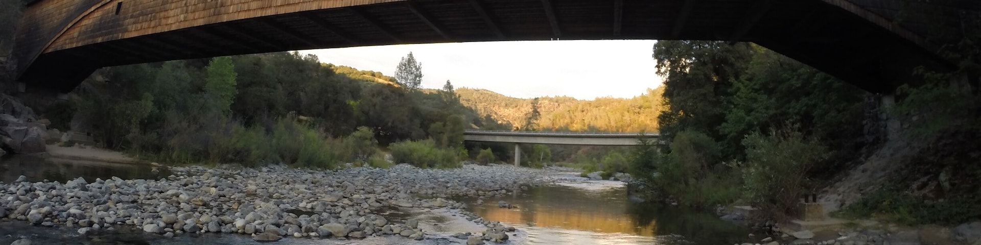 This is one of our favorite swimming holes. The added bonus is this is the longest single span covered wooden bridge in the United States. I took this with my GoPro.