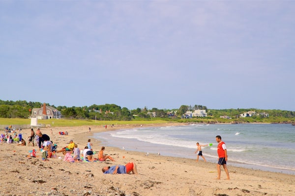 Scarborough Beach State Park featuring general coastal views and a sandy beach as well as a small group of people