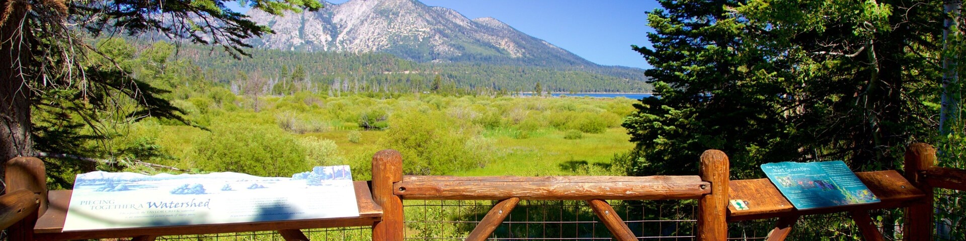 Centro de visitantes de Taylor Creek que incluye señalización, escenas tranquilas y vista