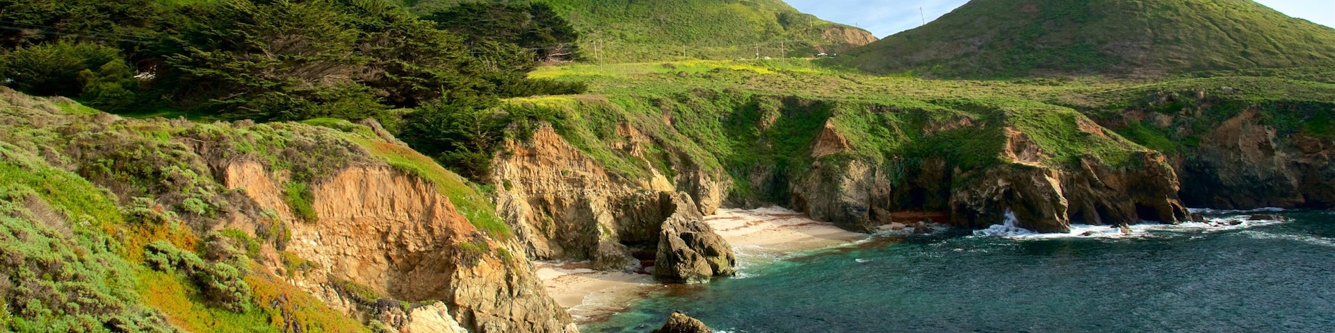 Garrapata Beach which includes rugged coastline, general coastal views and tranquil scenes
