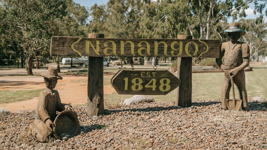 Nanango which includes signage and a garden