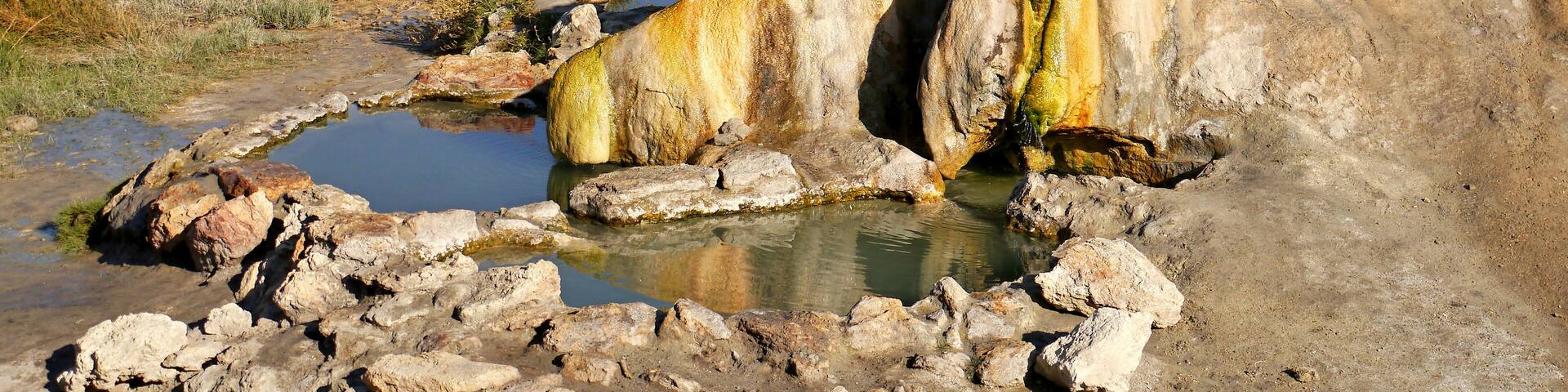 Travertine Hot Springs, Bridgeport, California. Abstract colorful natural