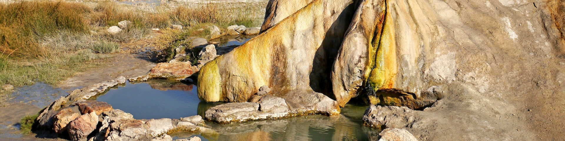 Travertine Hot Springs, Bridgeport, California. Abstract colorful natural