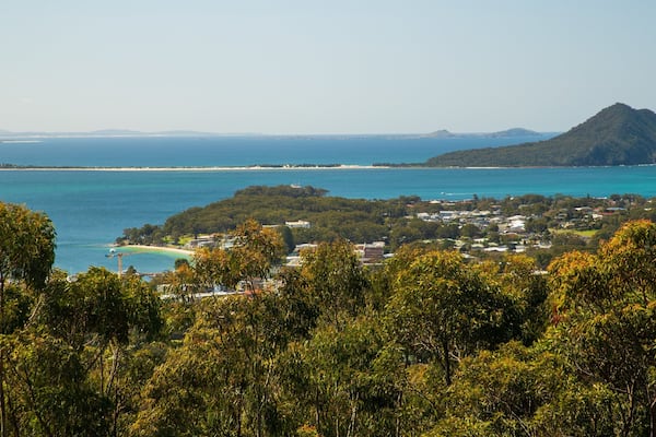 Gan Gan Hill Lookout which includes landscape views and general coastal views