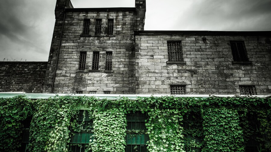 Dark ominous exterior view of Eastern State Penitentiary, Philadelphia PA