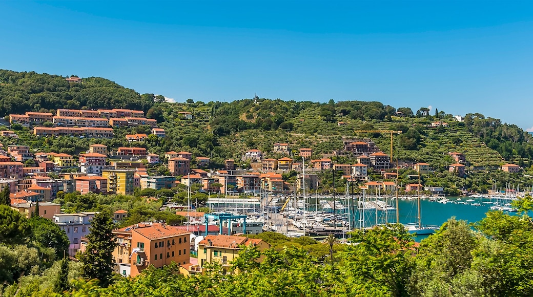 A view over the inlet of La Grazie from the road to Porto Venere, Italy in the summertime