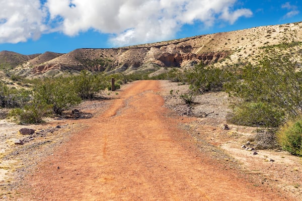 Red hiking trail in the Lake Mead National Recreation Area near Laughlin, Nevada