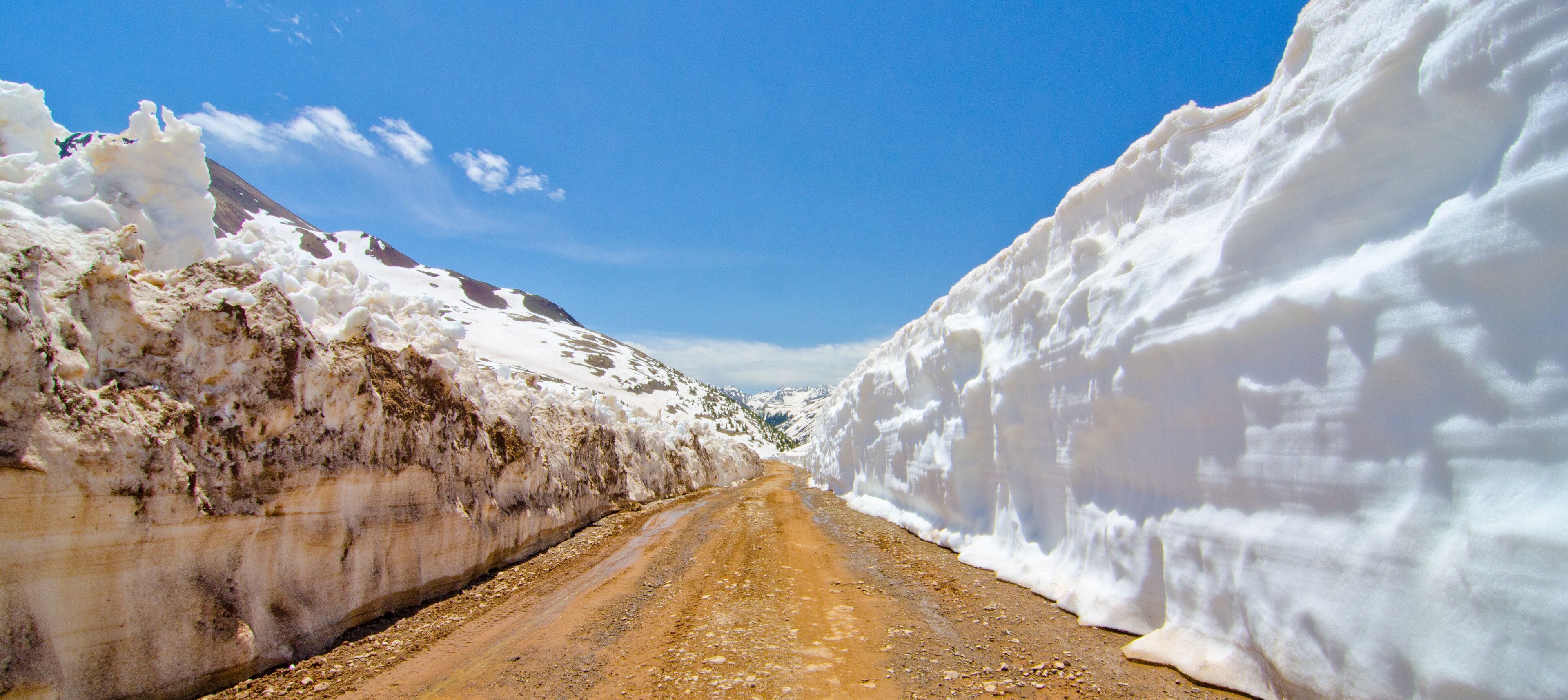 Snow Wall Along a Mountain Pass in the San Juan Mountains