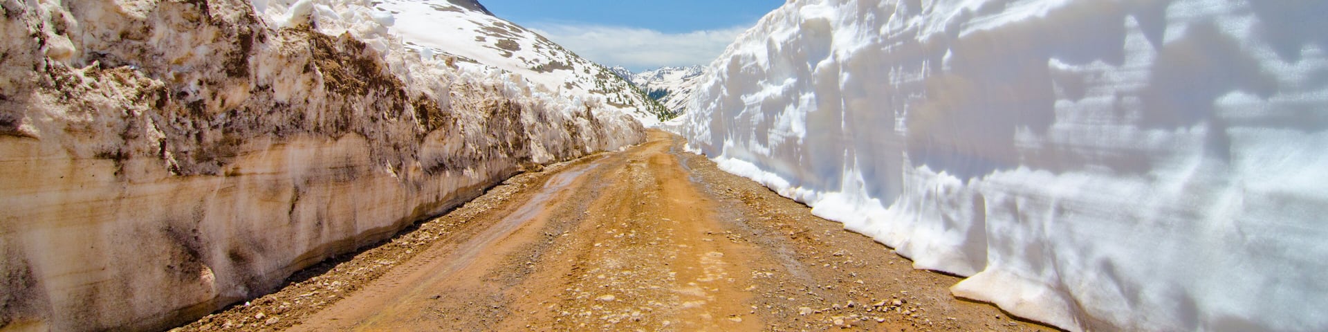 Snow Wall Along a Mountain Pass in the San Juan Mountains