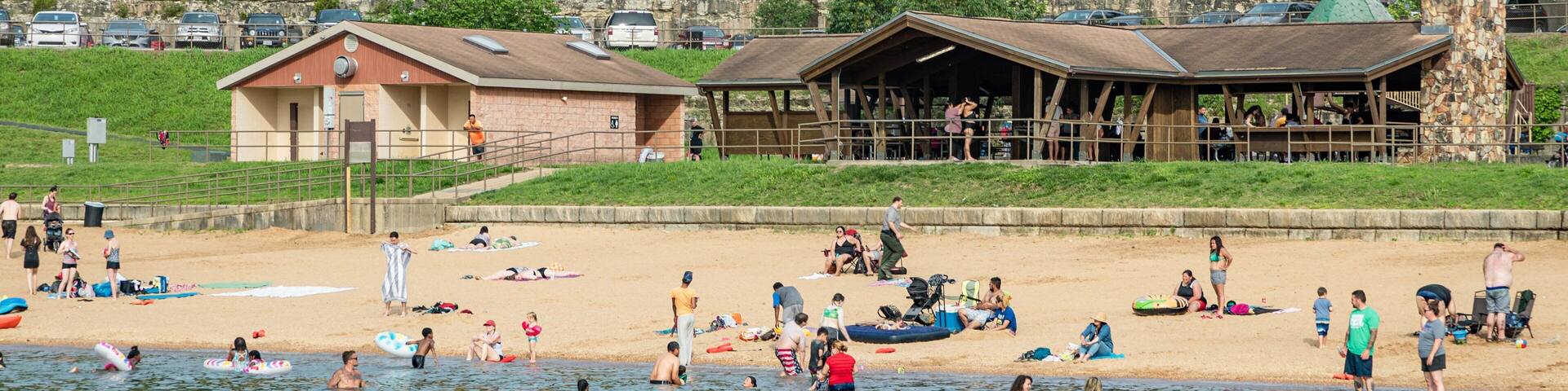 Moonshine Beach which includes general coastal views, swimming and a beach