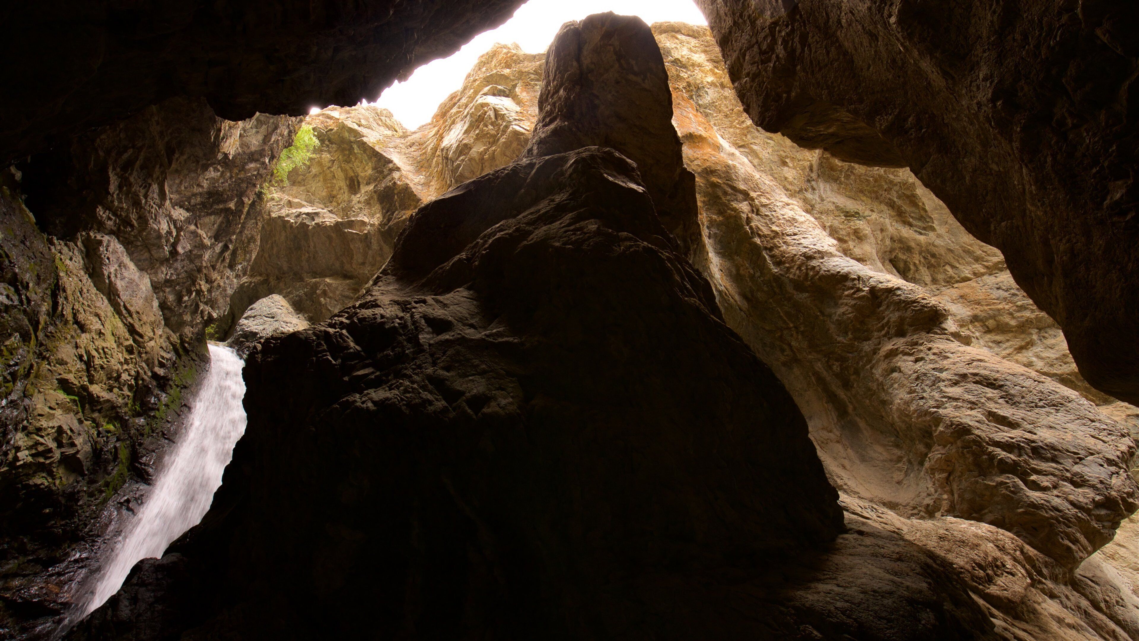 Zapata Falls which includes a gorge or canyon