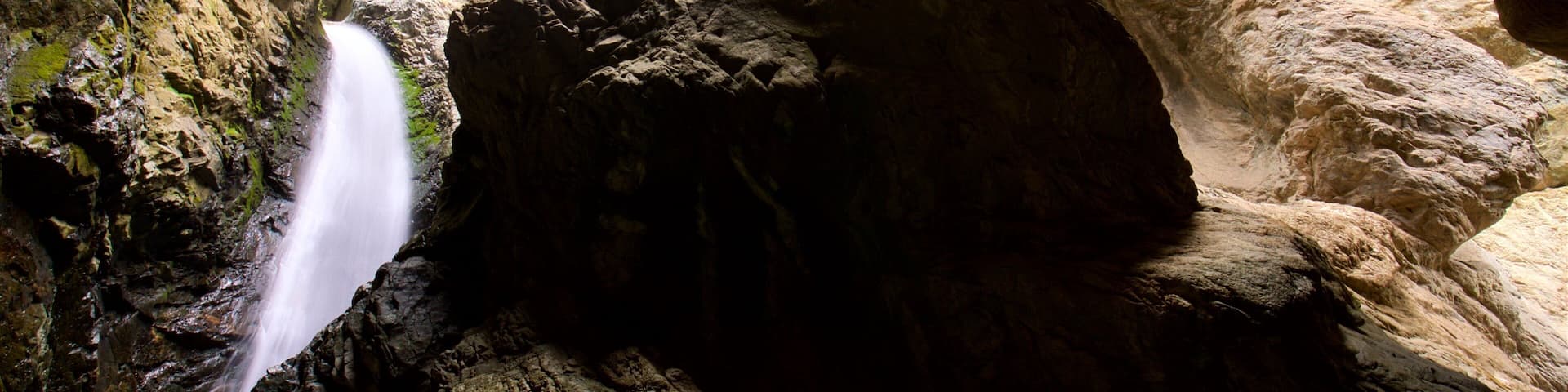 Zapata Falls featuring a gorge or canyon