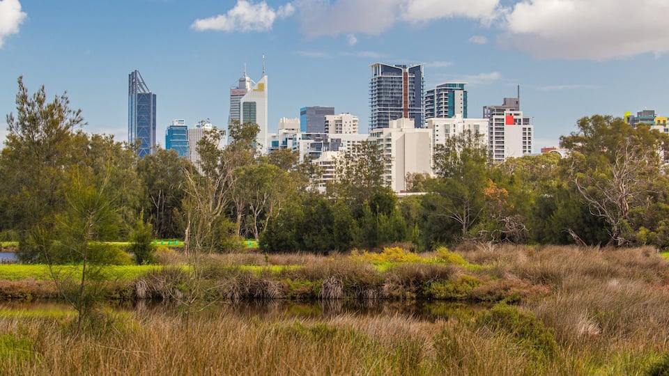 Heirisson Island featuring a city and a river or creek