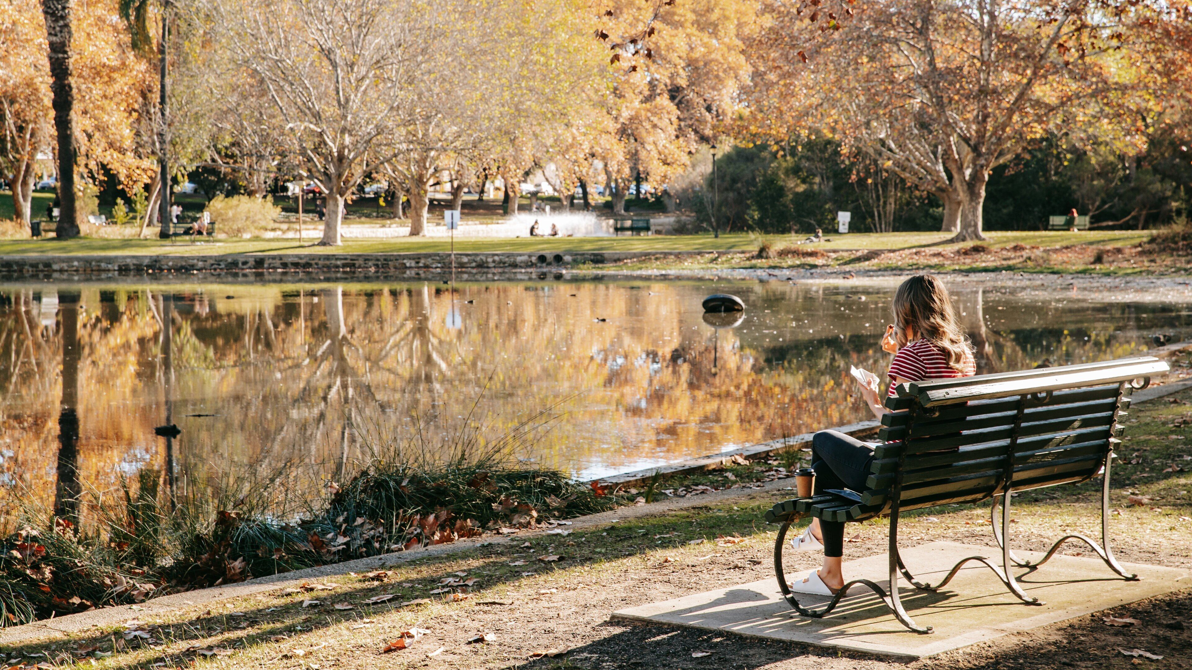 Hyde Park which includes a garden and a pond as well as an individual femail