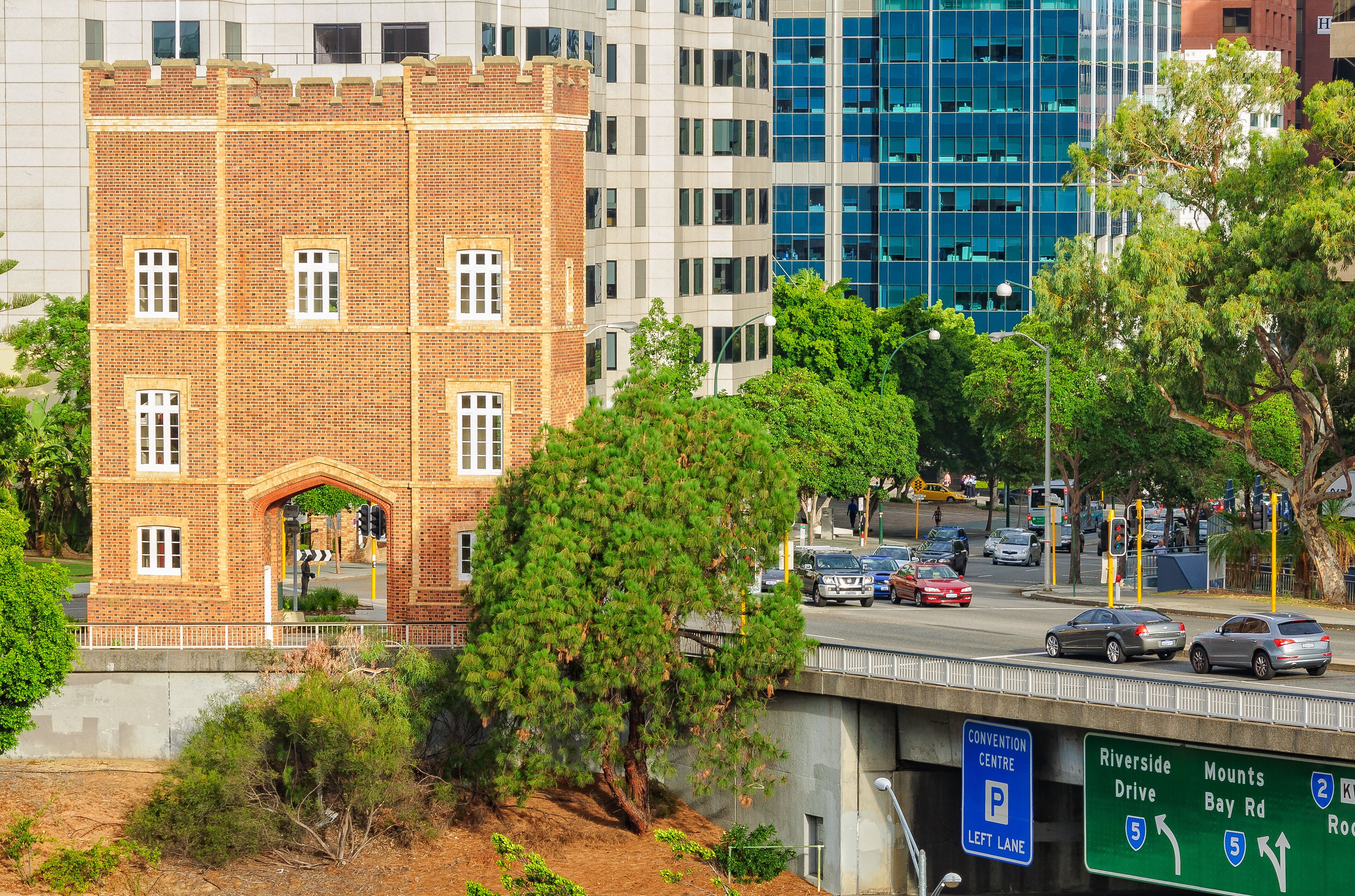 Barracks Arch, remnant of the Barracks built for the Enrolled Pensioner Force, at the western end of St Georges Terrace - Perth, WA, Australia