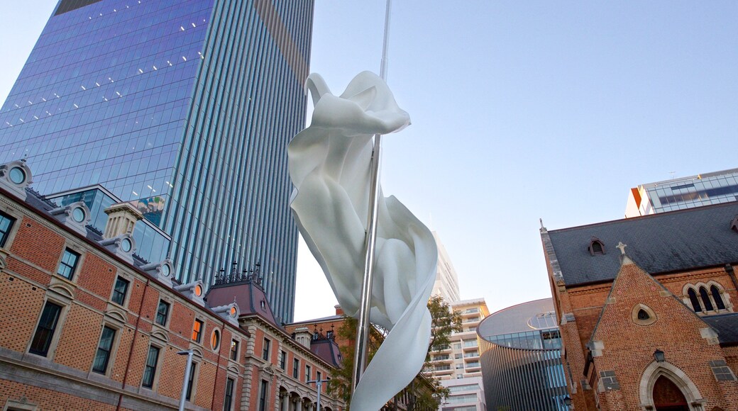 St. George\'s Cathedral featuring a skyscraper and outdoor art