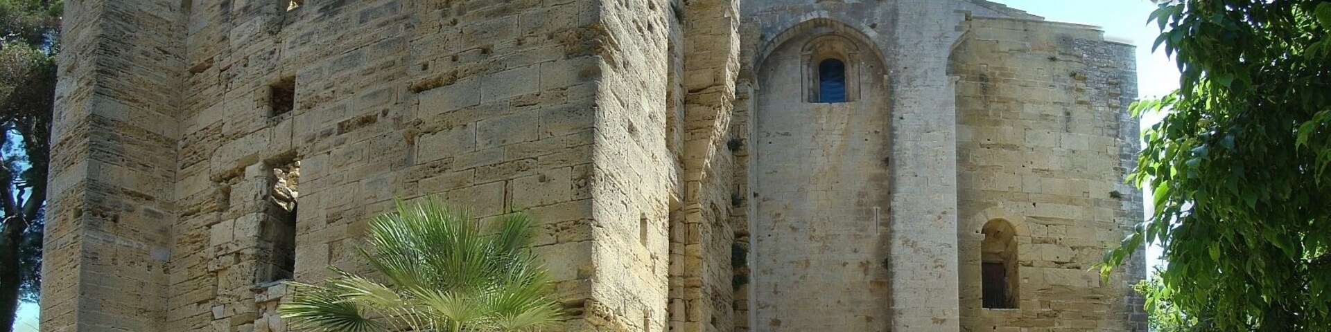 Cathedral Saint-Pierre of Maguelone or in french Cathédrale Saint-Pierre de Maguelonne (ancienne) on the island Maguelone near Montpellier and near Villeneuve-lès-Maguelone.