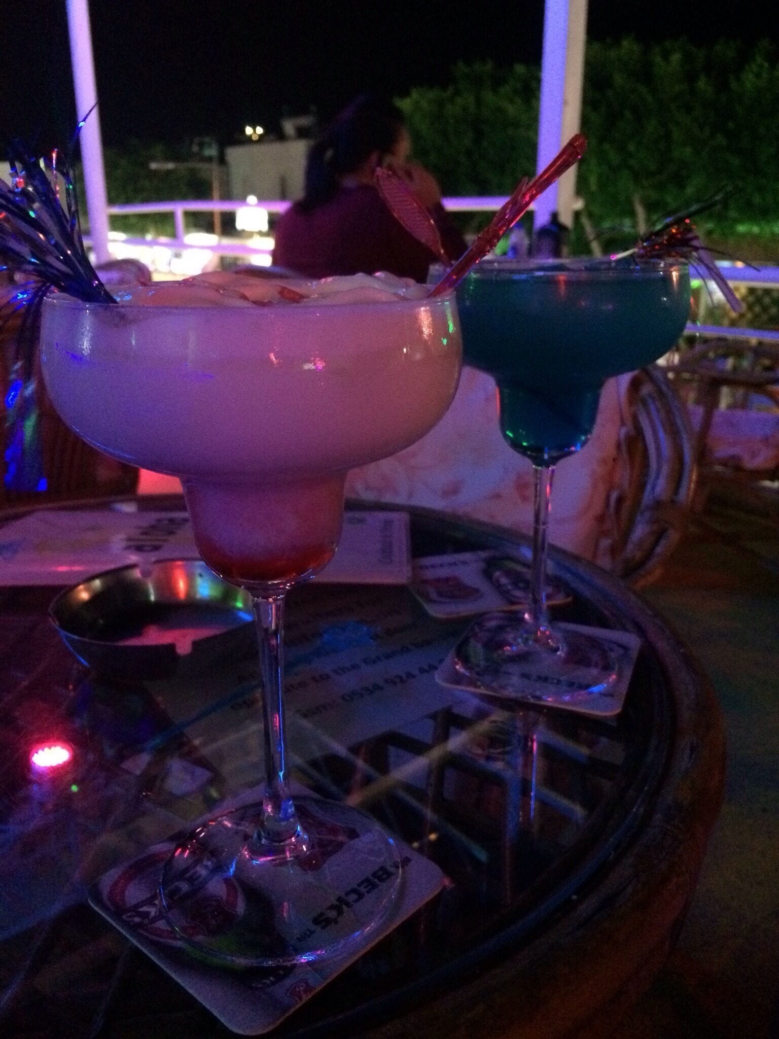 Cocktails overlooking the main strip at Gumbet, Turkey.