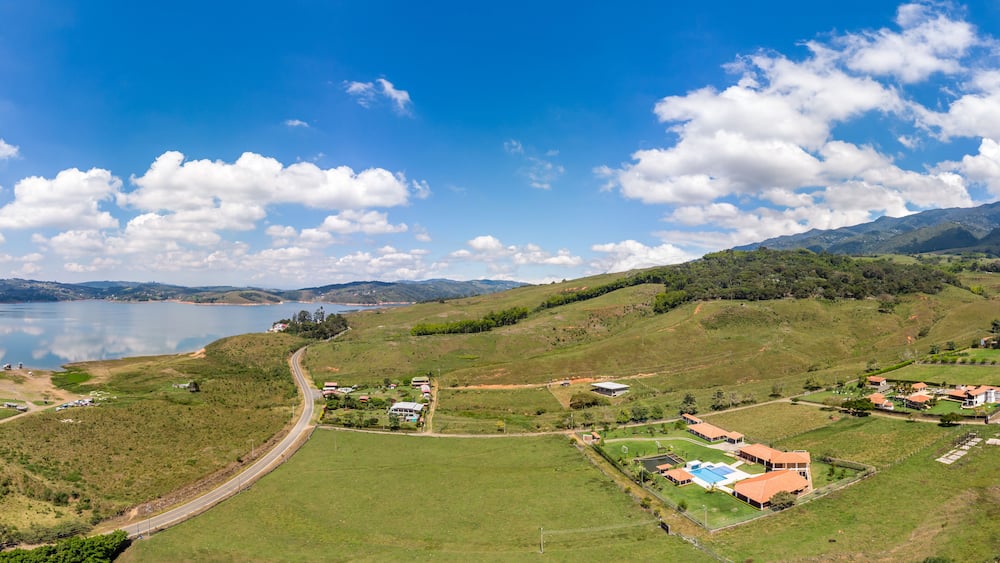 aerial panorama photo of lake calima, colombia