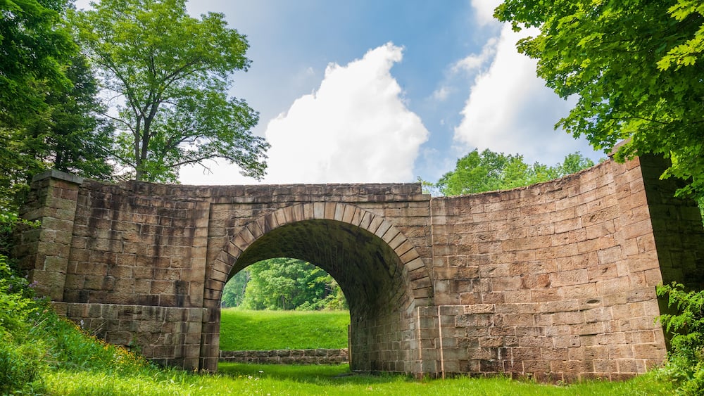 Bridge at the Allegheny Portage Railroad National Historic Site, first railroad constructed through the Allegheny Mountains in central Pennsylvania