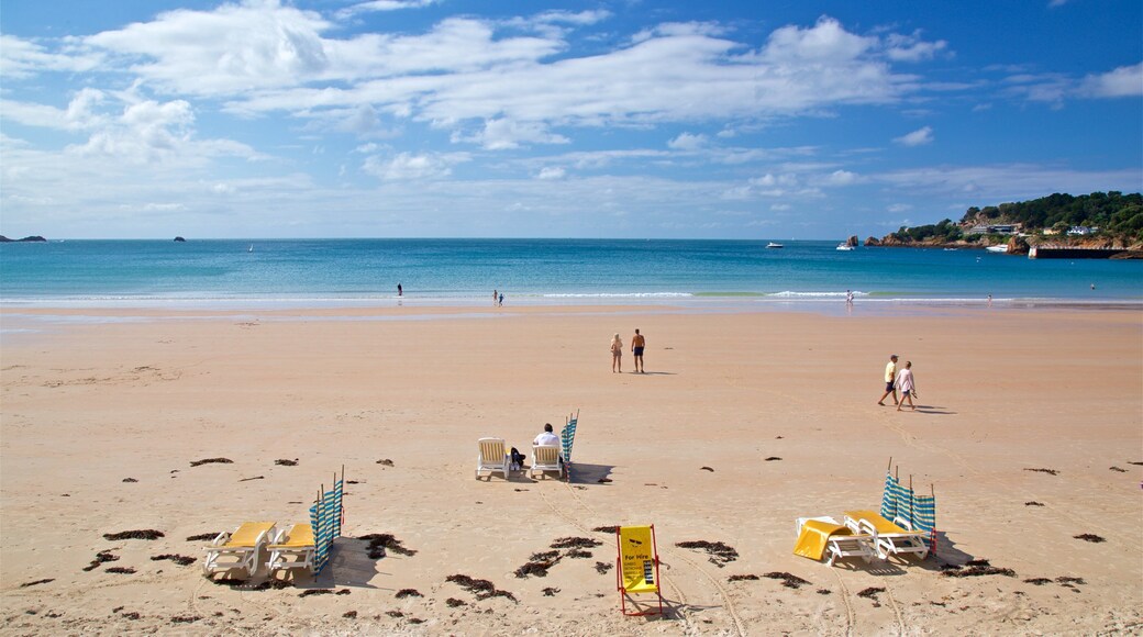 St Brelade\'s Bay Beach showing general coastal views, landscape views and a sandy beach