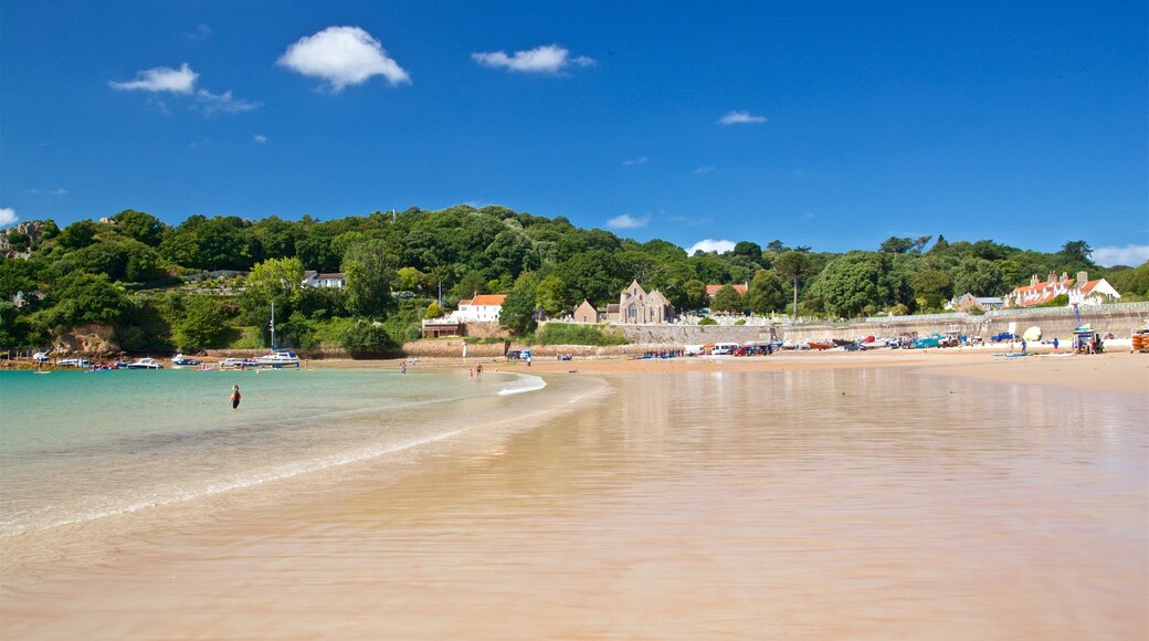 St Brelade\'s Bay Beach which includes general coastal views and a sandy beach