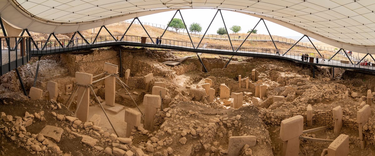 Panoramic view of Gobeklitepe is an archaeological site. Gobeklitepe The Oldest Temple of the World