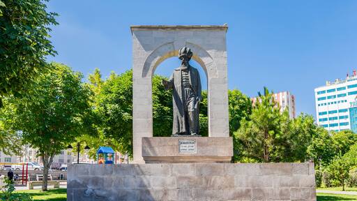 Architecture Mimar Sinan Statue view in Kayseri City of Turkey.