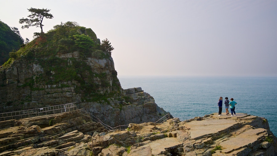 Sinseondae Observatory which includes general coastal views and rugged coastline as well as a small group of people