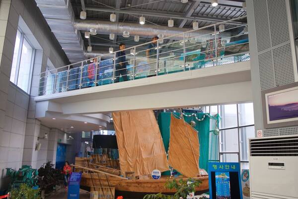 Tongyeong Fisheries Science Museum which includes general coastal views and interior views