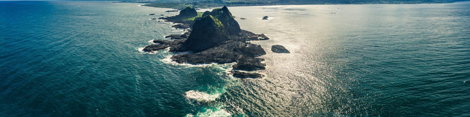Aerial view Sanxiantai Recreation Area. Famous Park in Eastern Taiwan