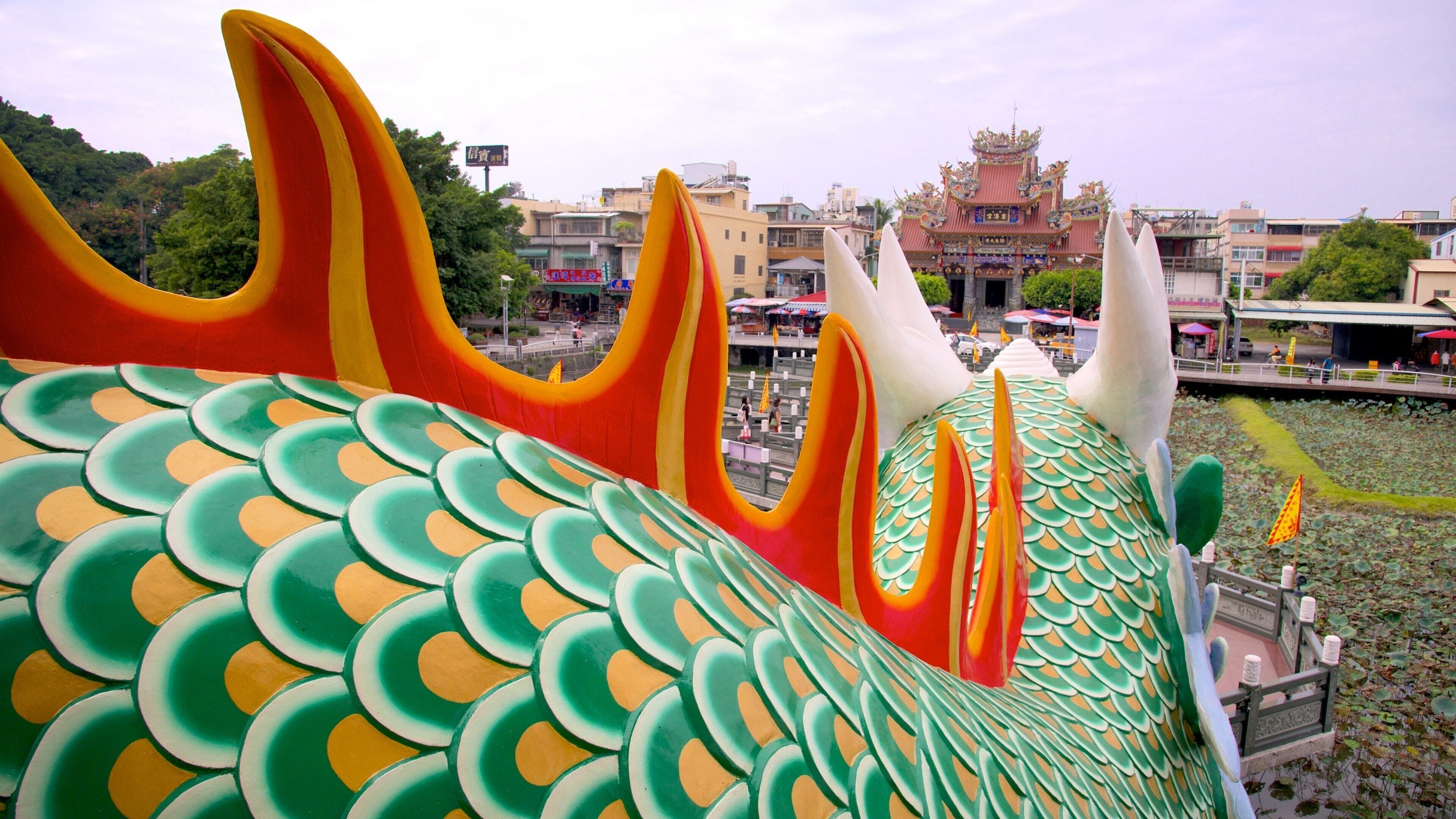 Dragon Tiger Tower which includes a statue or sculpture