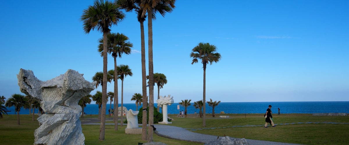 Chishingtan Beach featuring outdoor art and a garden