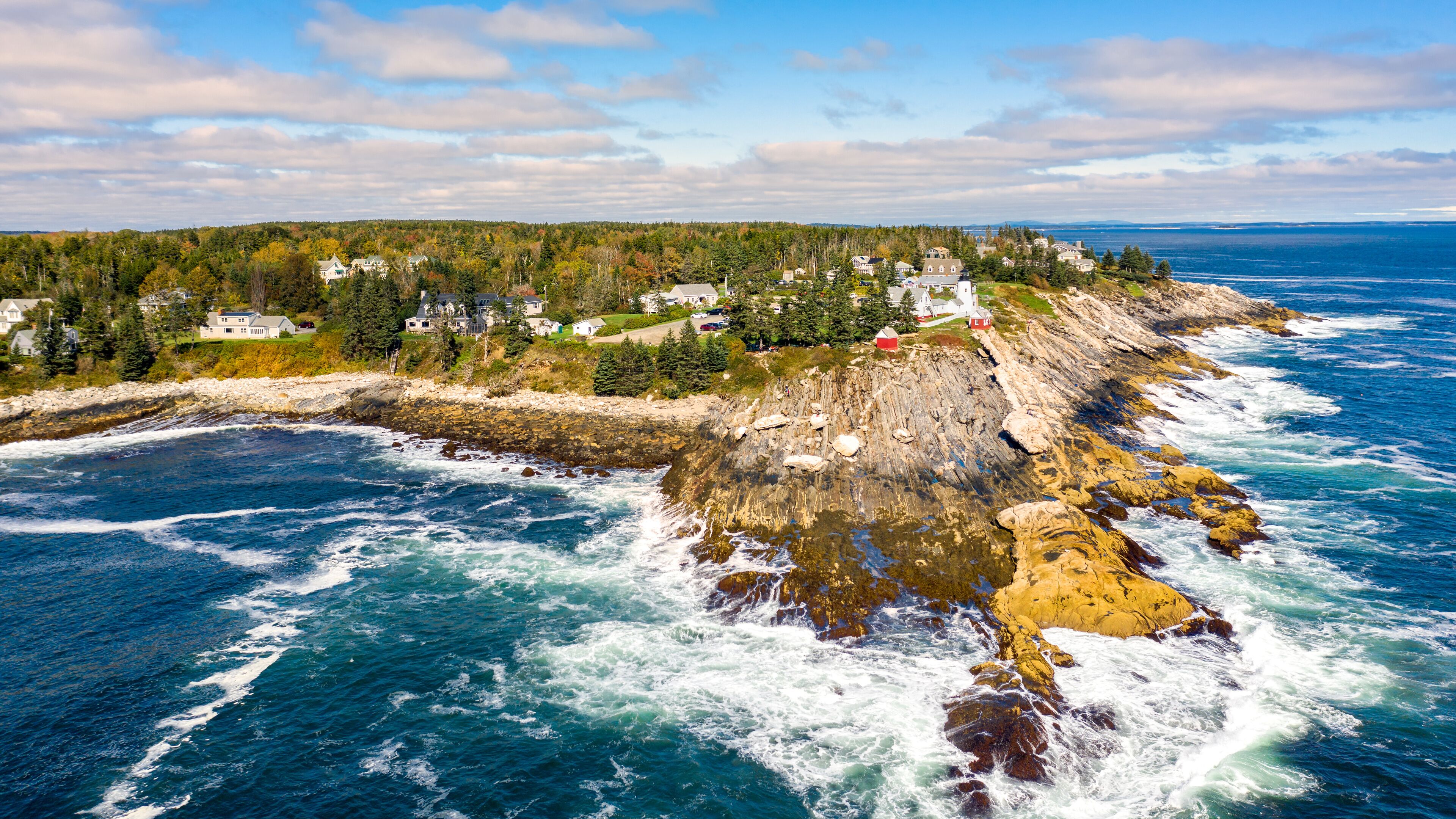 Aerial view of Pemaquid Point Light