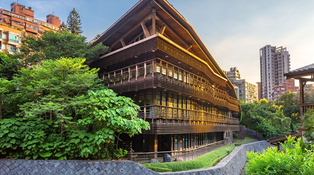 sunset view of library in beitou, taipei, taiwan