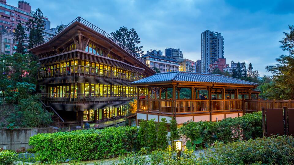 night view of library in beitou, taipei, taiwan