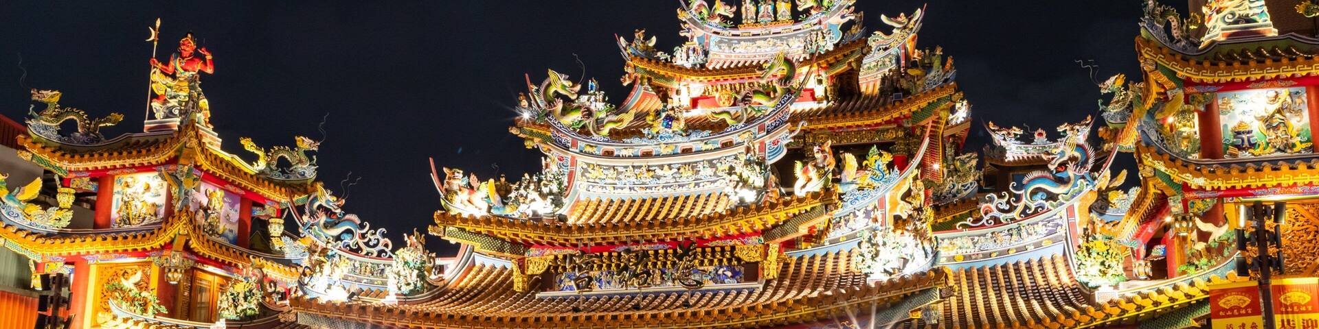 Ciyou Temple featuring night scenes, heritage architecture and street scenes