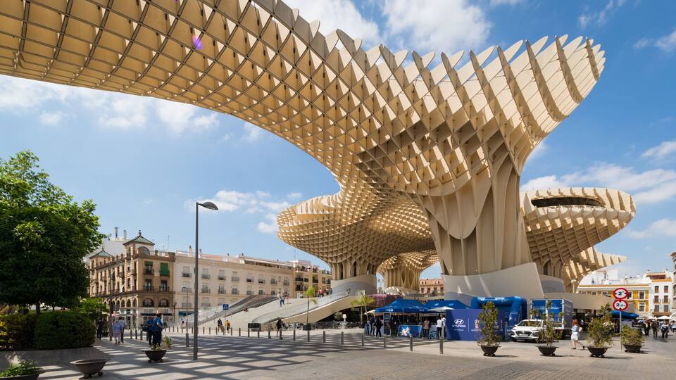Metropol Parasol showing modern architecture and outdoor art