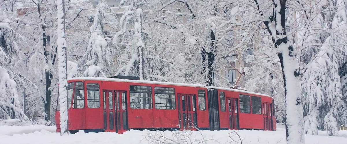Situated in Central Belgrade, TaĆĄmajdan Park's history longs to Roman Empire. Stones were extracted from this park, hence TaĆĄ (meaning stone in Turkish) and majdan (meaning mining in Turkish). Main attraction at the park is the beautiful St. Marko Church, the second largest church in Belgrade. These beautiful nostalgic trams are operating from the park and they shine perfectly amidst heavy snow. 
#LifeAtExpedia