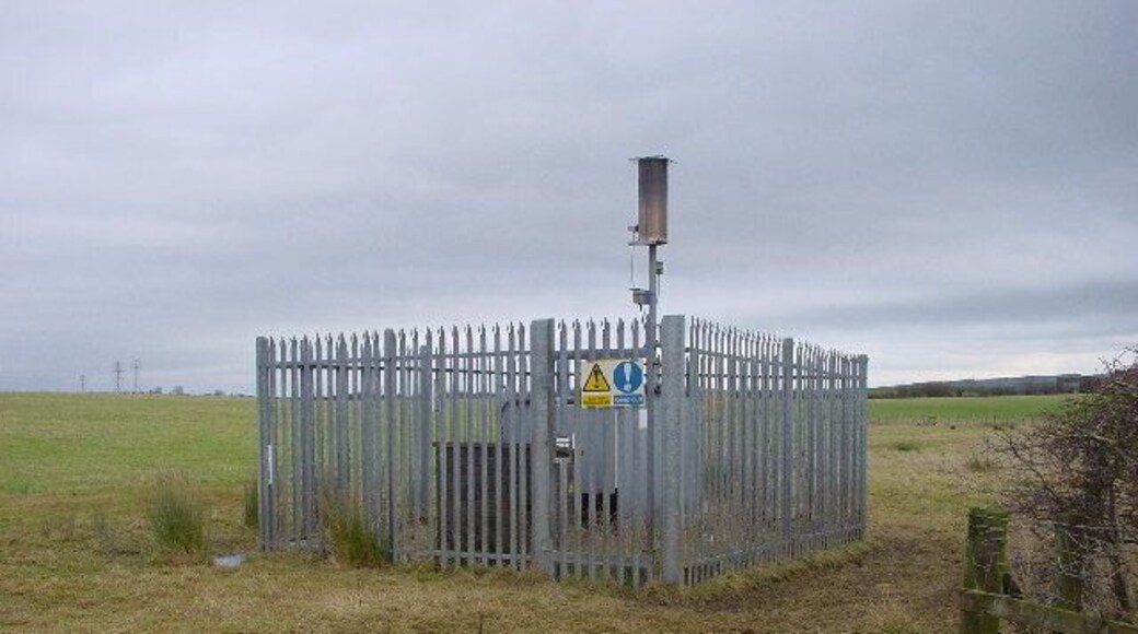 Gas Burner. This device detects and burns off methane produced by the landfill site buried below this field.