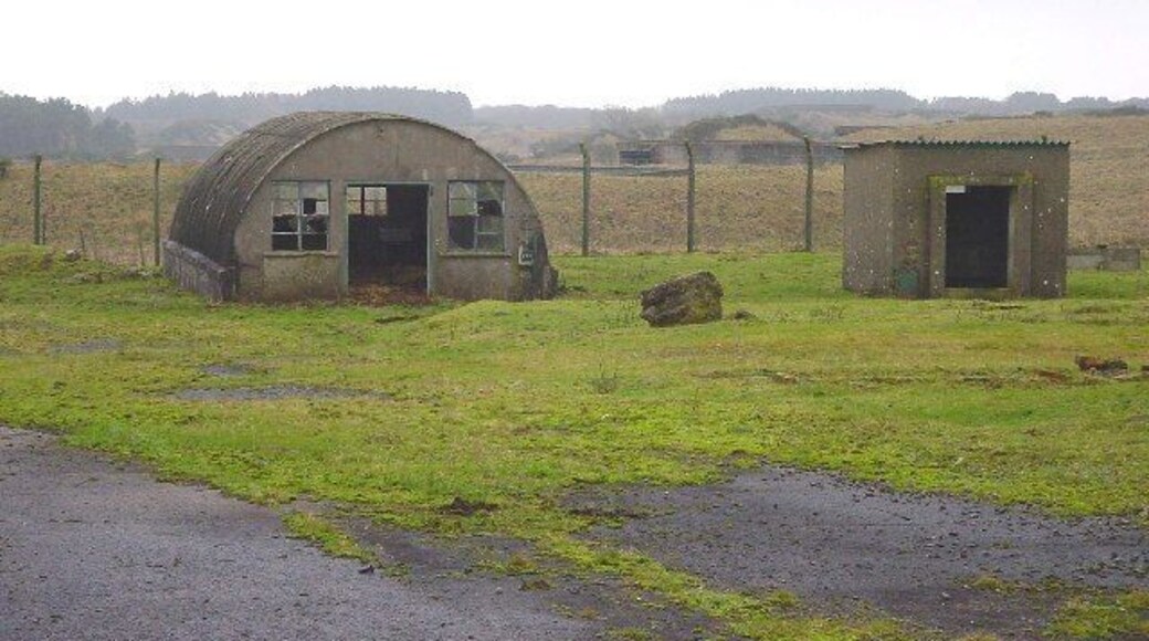 Derelict Buildings in the Dump. The current 1:25000 OS map shows the bunkers and buildings of the now disused armaments depot looking like pock-marks on the landscape. In effect, when constructed they were simply imposed on an existing landscape. Access is forbidden at the moment to this large site, which is due to be cleared and then redeveloped.