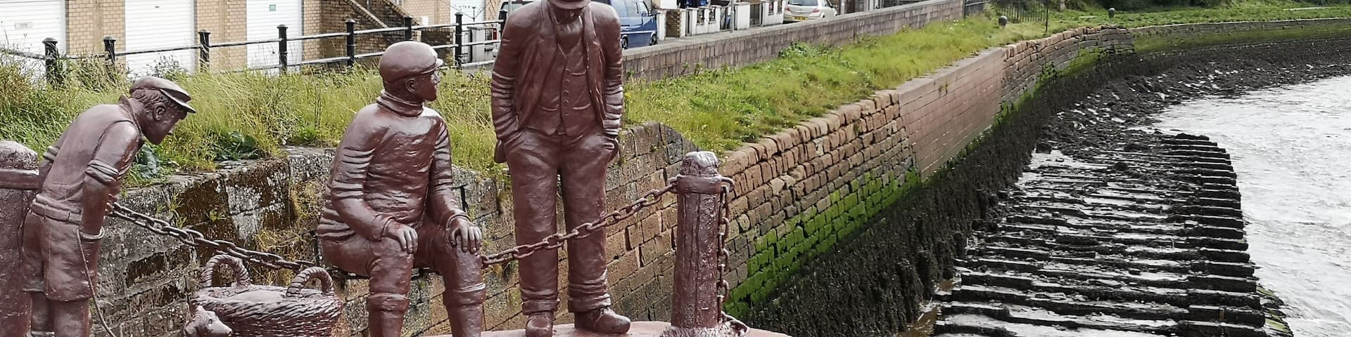 Sculptures commemorating the local fishing industry in Maryport.