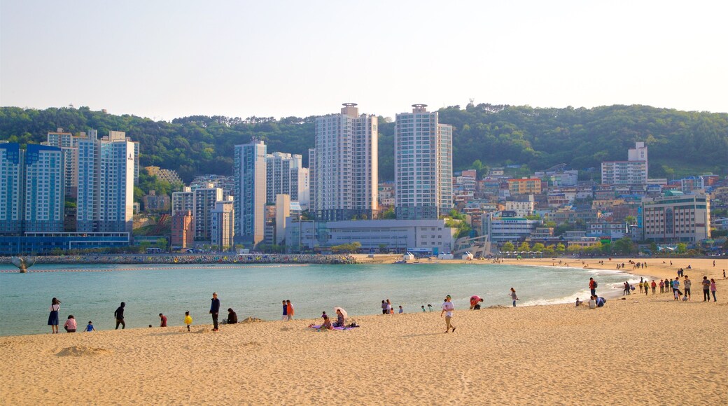 Songdo Beach featuring general coastal views, a coastal town and a city