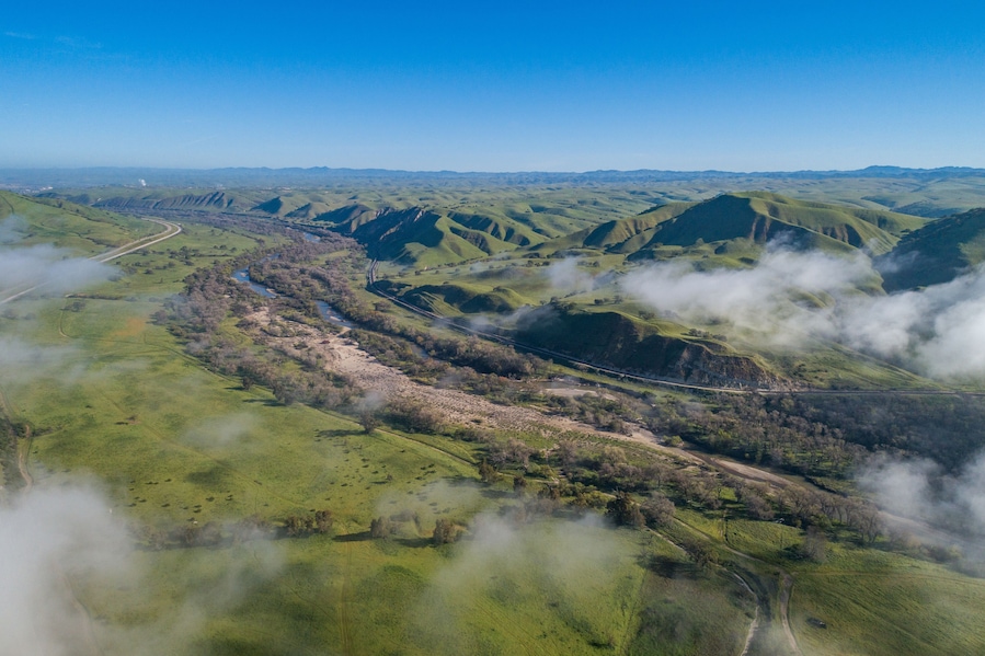 Landscape and Nature above the cloud in the California. Mountain in Background. USA