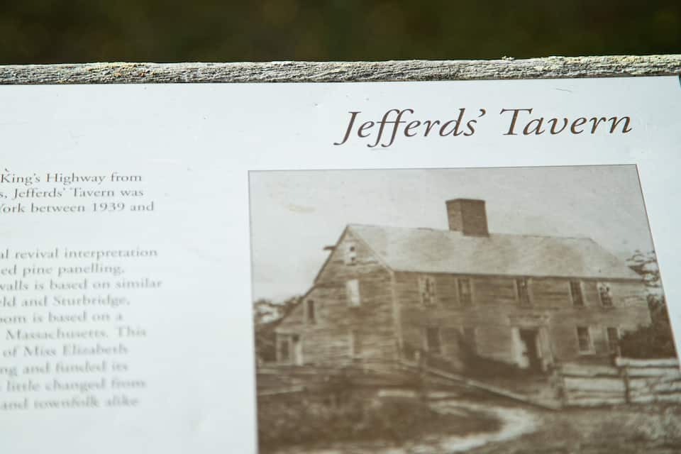 A historical building labeled as Jefferd's Tavern with a photograph of the exterior.
