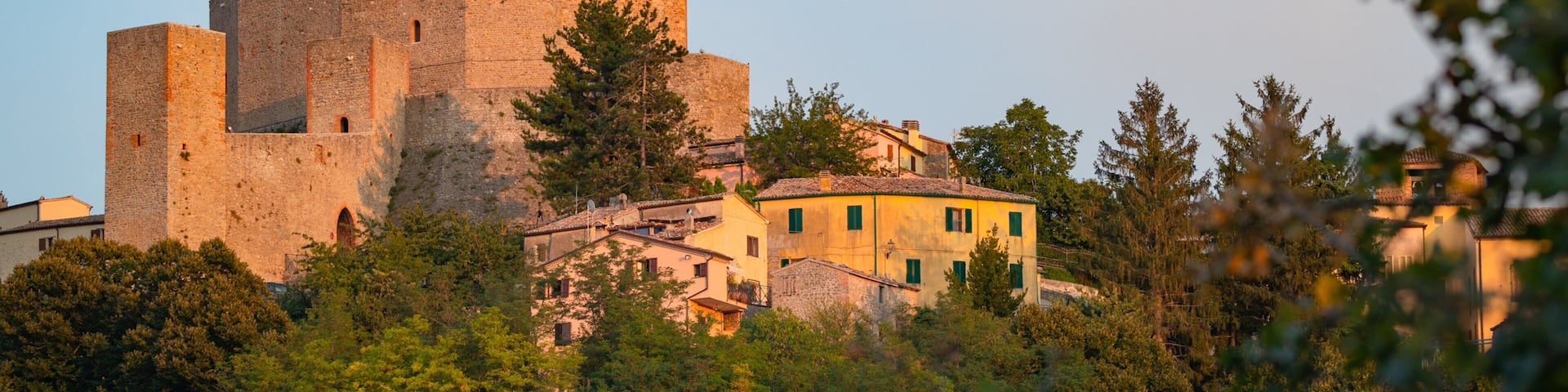 Montefiore Conca which includes landscape views and heritage architecture