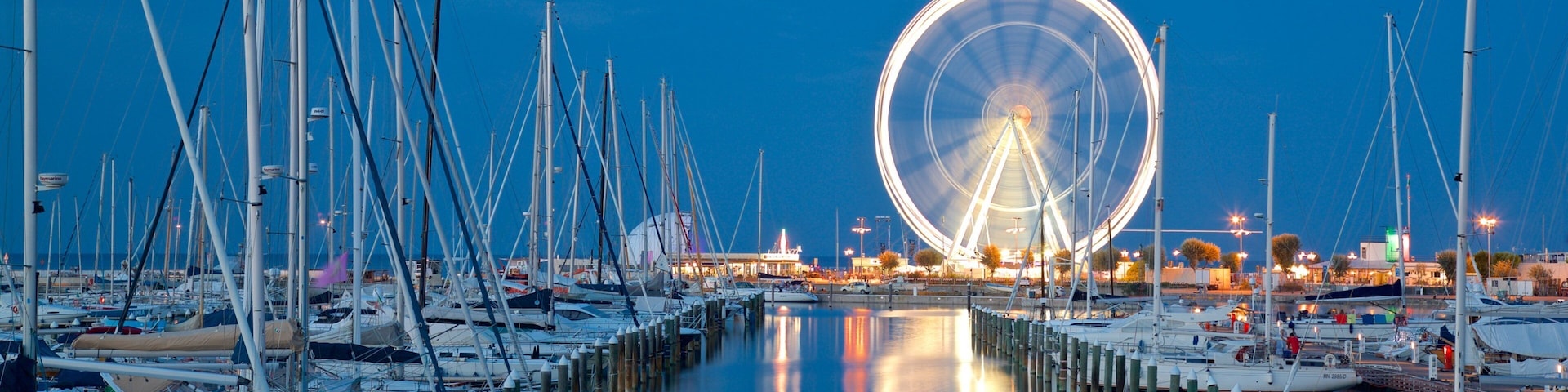 Rimini Ferris Wheel featuring night scenes and a bay or harbor