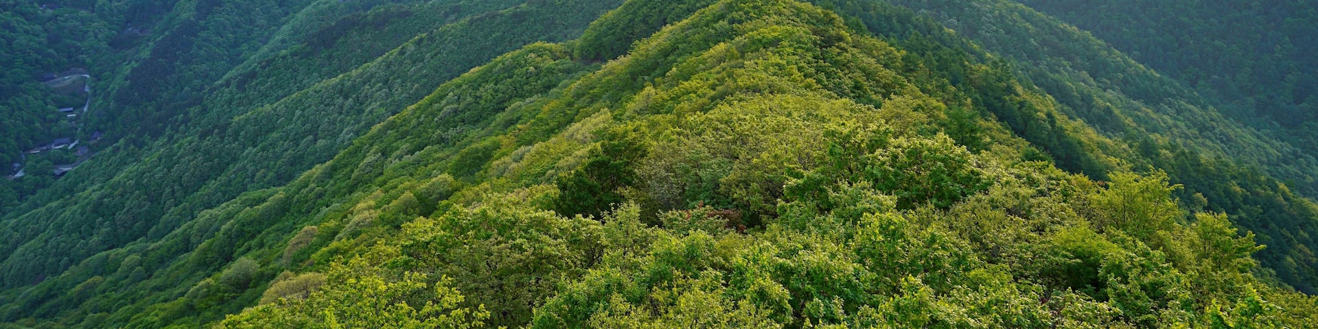 View of the surrounding mountains from the Hadong gliding field in South Korea