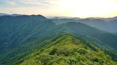 View of the surrounding mountains from the Hadong gliding field in South Korea